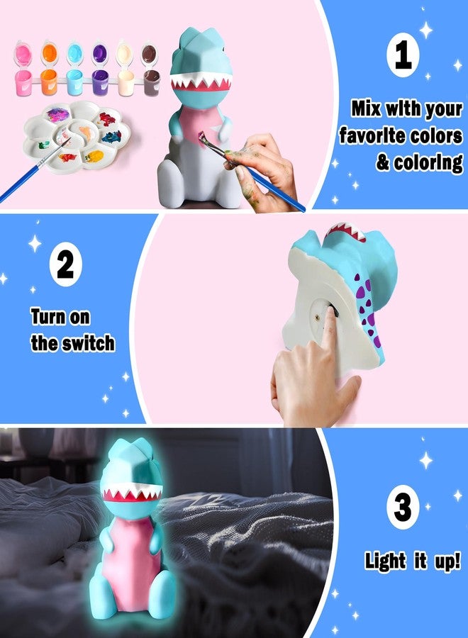 FUNZBO 4.3in Paint Your Own Dinosaur Lamp Kit - Arts and Crafts Supplies Painting Kit for Kids Teens, DIY Night Light Dinosaur Toys for Boys Girls 3 4 5 6 7 8 9 10 11 12 Christmas Birthday Gifts - Image 3